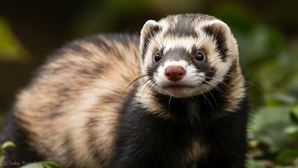 Obraz premium A Ferret portrait (High Quality Wallpaper Wild PhotoGraphy)