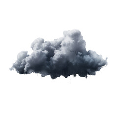 Dark storm cloud with rain on white background.