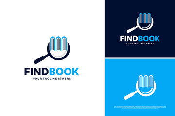 Vector search book logo design template
