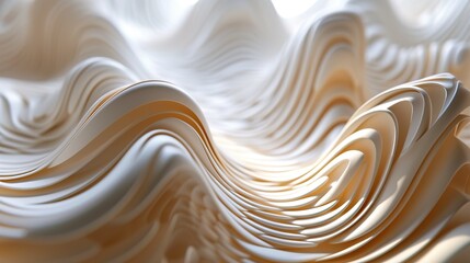 Abstract close-up of smooth, wavy, layered white surfaces with soft lighting creating a serene and flowing pattern.