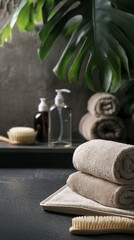 spa stones and towel