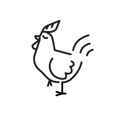 Rooster line icon isolated on white
background. Vector illustration.
