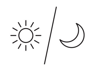 Sun and moon icon isolated on white background. Day and night line icon.