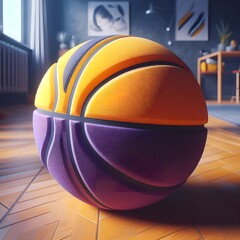 palla da basket, pallacanestro gialla e viola
