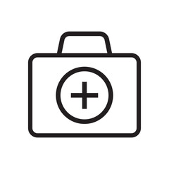 First aid box icon, medical briefcase line icon.