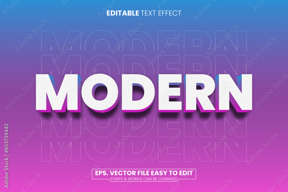 Poster modern 3d editable text effect