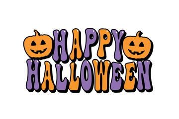 Happy Halloween groovy lettering for card design, posters, banners, vector illustration