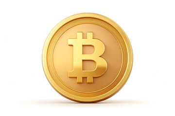 Fototapeta premium Gold Bitcoin coin. Cryptocurrency, blockchain, finance and investment concept. 3d vector icon. Cartoon minimal style