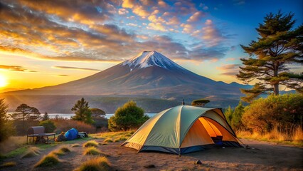camping tent of a traveler at Mount Fuji location