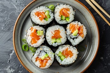 Sushi Roll Plate with Chopsticks