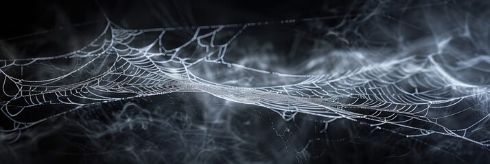 Obraz premium Delicate Spider Web with Dew Drops