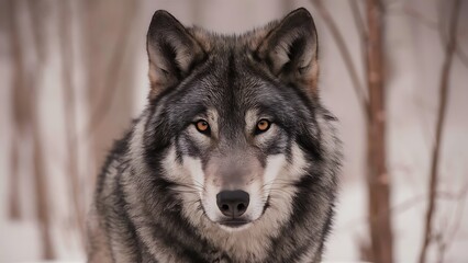 Obraz premium Grey Wolf Portrait (High Quality Wallpaper Wild Photography)