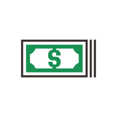 Banknote icon with dollar symbol, made in color style.