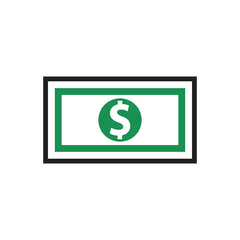 Banknote icon with dollar symbol, made in color style.