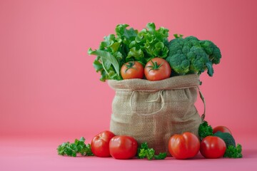 Fresh Organic Vegetables in Burlap Bag