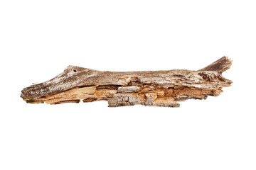 Broken wooden stick isolated on white background