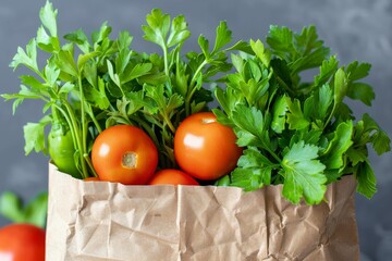 Fresh Vegetables in Paper Bag