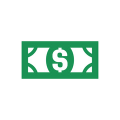 Banknote icon with dollar symbol, made in color style.