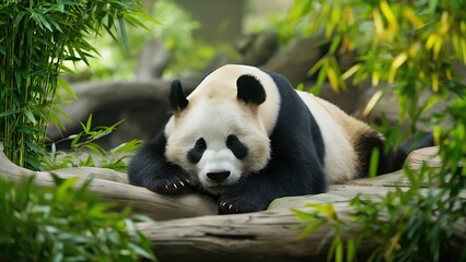 Obraz premium Lazy Panda Bear(High Quality Wallpaper Wild Photography)