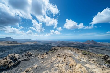Volcanic Landscape Under Blue Sky
