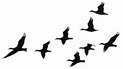Obraz premium Silhouette of Flying Birds - Generative AI