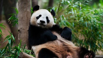Fototapeta premium Lazy Panda Bear(High Quality Wallpaper Wild Photography)
