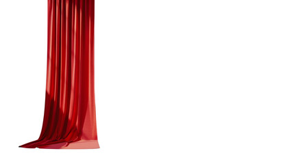 Window red curtain on white background