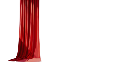Window red curtain on white background