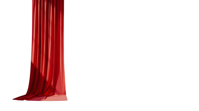 Window red curtain on white background