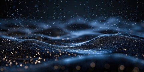 Abstract Glittering Blue and Gold Landscape