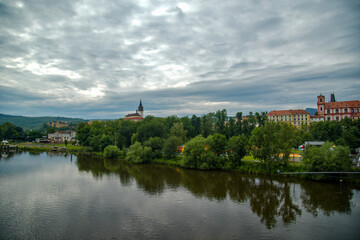 Fototapeta premium Leitmeritz Litomerice Tschechien und Fluss Elbe
