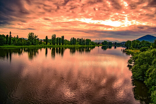 Leitmeritz Litomerice Tschechien und Fluss Elbe