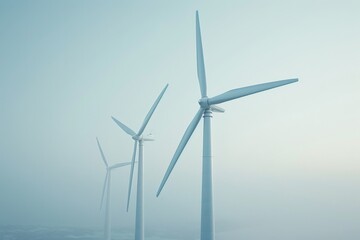 Fototapeta premium Wind Turbines Amidst the Fog