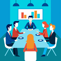 Scene of a business meeting in a conference room