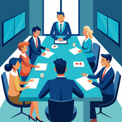 Scene of a business meeting in a conference room