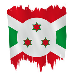 Burundi flag on brush paint stroke.