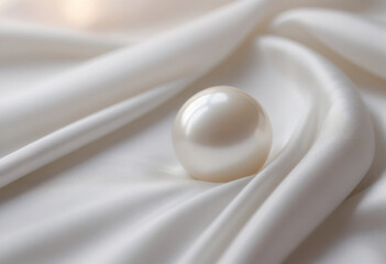 Fototapeta premium White pearl on white fabric