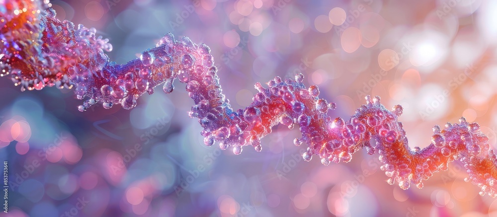 Wall mural abstract close-up of a colorful dna helix with bokeh background in soft pastel tones