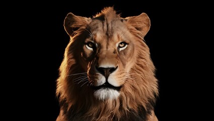 Fototapeta premium Portrait lion on the black Background. (High Quality Wallpaper Wild Photography)