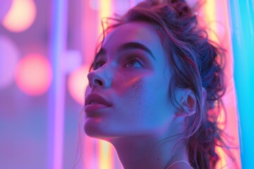 Portrait of Woman in Neon Light