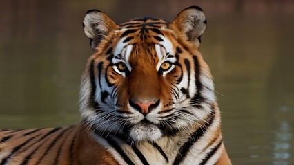 Naklejka premium Portrait of a Confident Tiger (High Quality Wallpaper Wild Photography)
