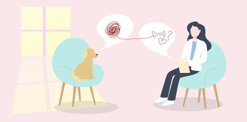 Pets psychologist animal mental health. Veterinary clinic poster 