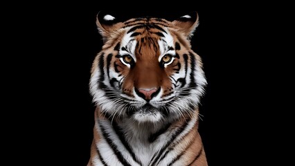 Fototapeta premium Portrait of a Tiger with a black background (High Quality Wallpaper Wild Photography)