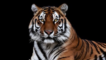 Obraz premium Portrait of a Tiger with a black background (High Quality Wallpaper Wild Photography)