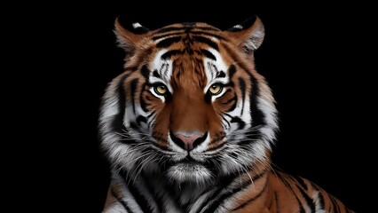 Obraz premium Portrait of a Tiger with a black background (High Quality Wallpaper Wild Photography)