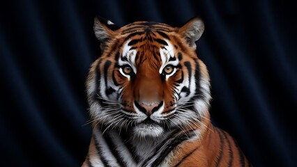 Fototapeta premium Portrait of a Tiger with a black background (High Quality Wallpaper Wild Photography)