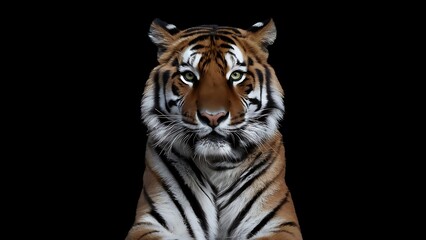 Fototapeta premium Portrait of a Tiger with a black background (High Quality Wallpaper Wild Photography)