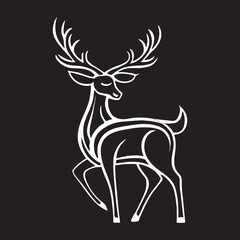A white liner vector art of deer 10