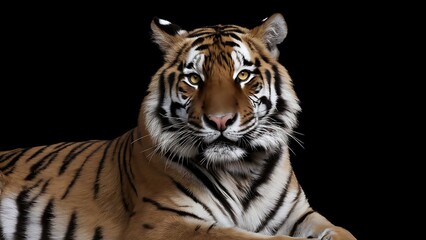 Portrait of a Tiger with a black background (High Quality Wallpaper Wild Photography)
