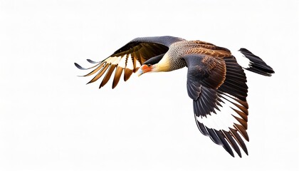 Obraz premium crested caracara or Mexican Eagle - Caracara plancus - is a bird of prey in the falcon family. Common in South Florida through Mexico and Central, South America. Isolated on white background